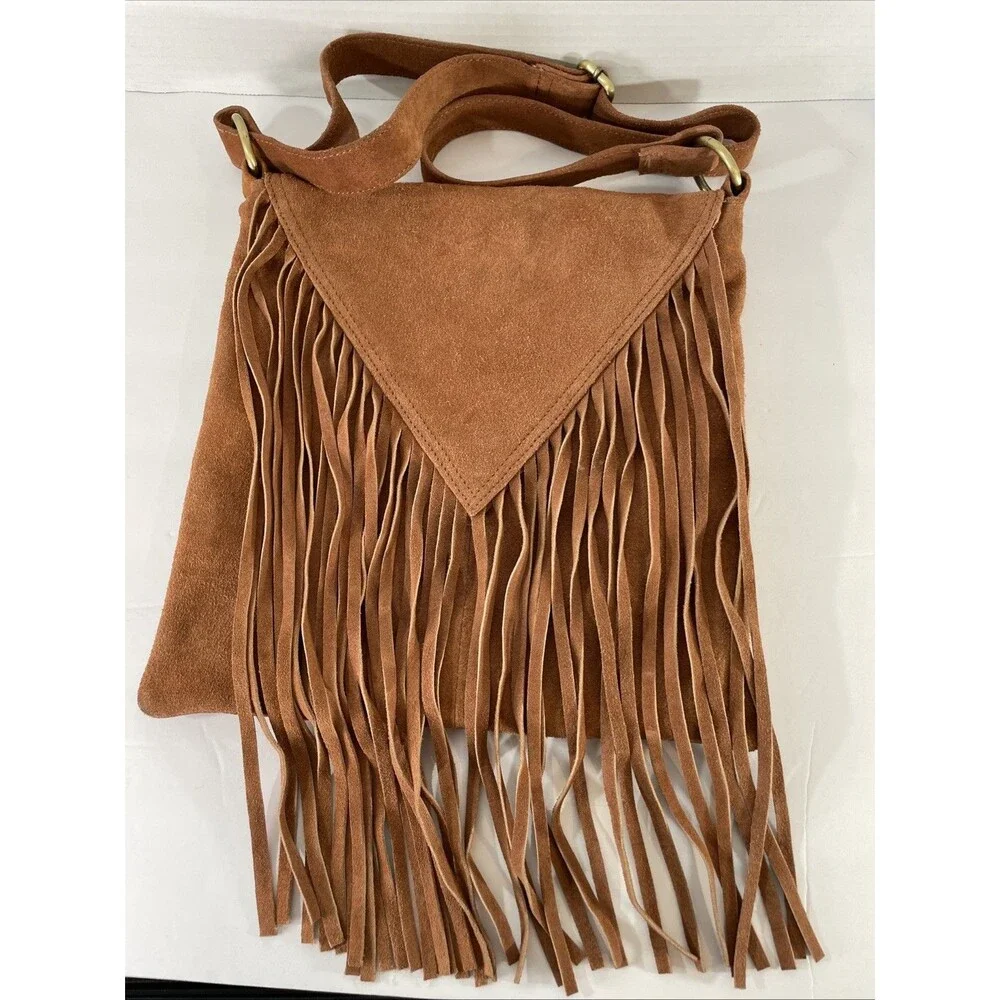 Earthbound Trading Suede Fringe Boho Shoulder Bag Purse Leather Western